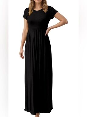 VIISHOW Women's Short Sleeve Loose Plain Casual Maxi Dress XL NWT